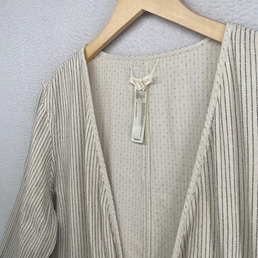 Eileen Fisher Jacket XL Reversible Organic Cotton Open Front Polka Stripe Beige - Picture 8 of 14